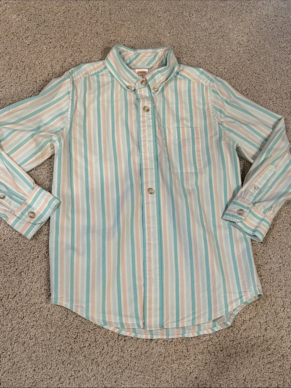 Gymboree Boy’s Striped Button-Up Shirt - Light Blue & White, size